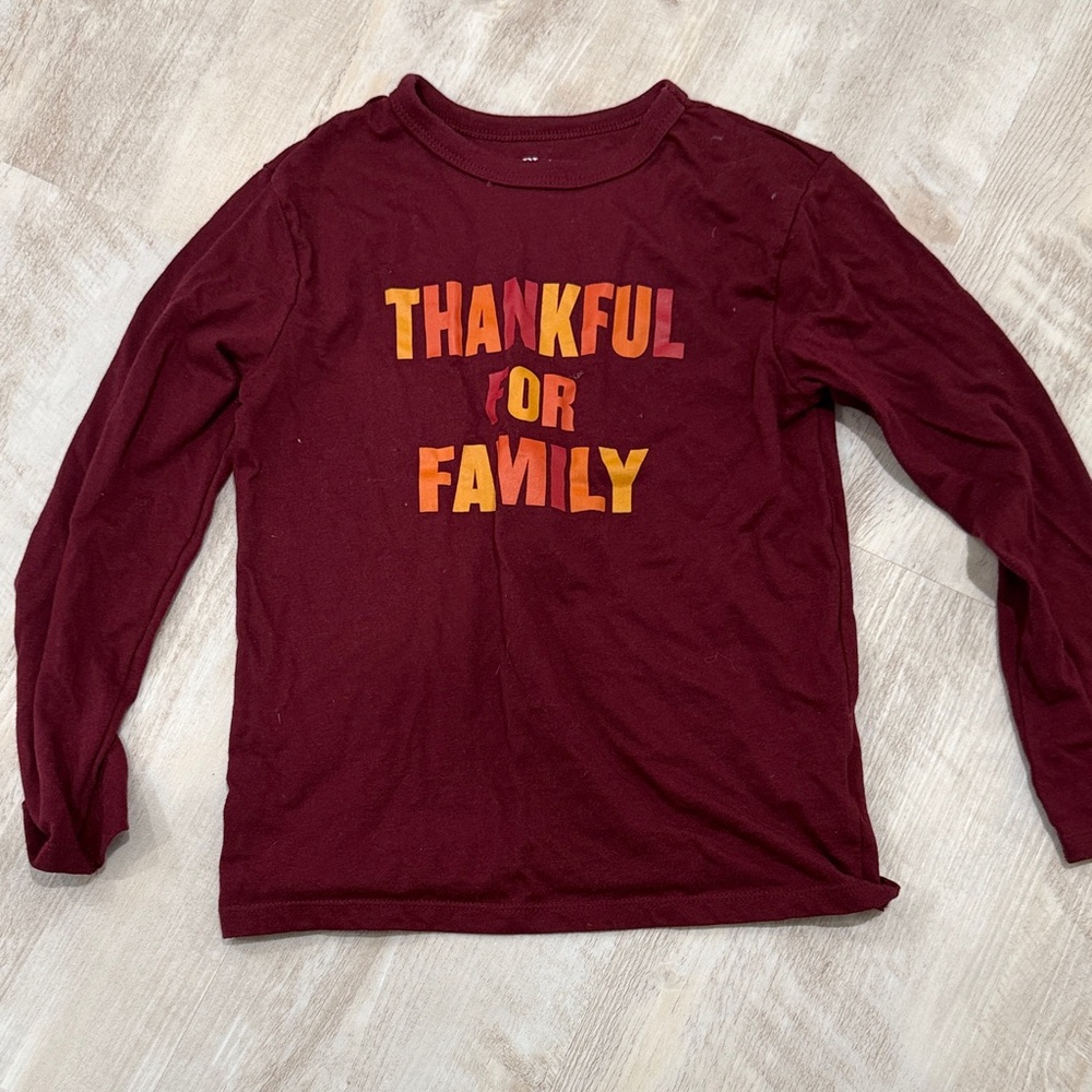The Children's Place Maroon Long Sleeve Shirt with Thankful Print